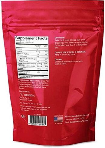 BariatricPal Sugar-Free Calcium Citrate Soft Chews 500mg with Probiotics (90 Count) - Belgian Chocolate Caramel in Kuwait