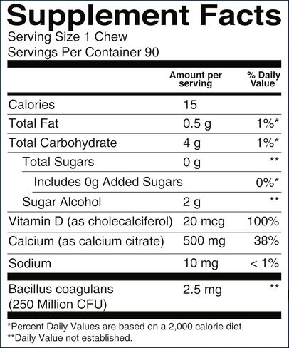 BariatricPal Sugar-Free Calcium Citrate Soft Chews 500mg with Probiotics (90 Count) - Belgian Chocolate Caramel in Kuwait