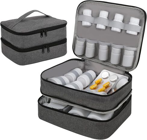 Cheungren Medicine Storage Bag, Travel Pill Bottle Organizer Bag Home First Aid Box for Emergency Medication, Vitamins or Medical Kits (Bag Only) in Saudi Arabia