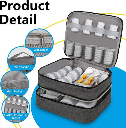 Cheungren Medicine Storage Bag, Travel Pill Bottle Organizer Bag Home First Aid Box for Emergency Medication, Vitamins or Medical Kits (Bag Only) in Saudi Arabia