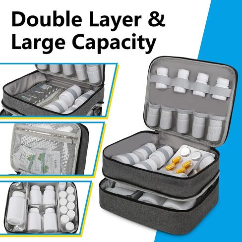 Cheungren Medicine Storage Bag, Travel Pill Bottle Organizer Bag Home First Aid Box for Emergency Medication, Vitamins or Medical Kits (Bag Only) in Saudi Arabia