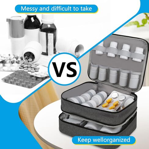 Cheungren Medicine Storage Bag, Travel Pill Bottle Organizer Bag Home First Aid Box for Emergency Medication, Vitamins or Medical Kits (Bag Only) in Saudi Arabia