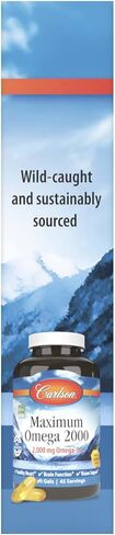 كارلسون - عبوات اوميجا 2000 جراب + جو ماكسيموم 2000 ملغ، اوميجا 3 اس، مكمل زيت السمك النرويجي البري من مصادر مستدامة، ليمون، 30 كبسولة هلامية in Kuwait