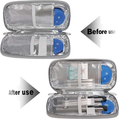 AYVANBER حقيبة سفر مبرد الأنسولين الصغيرة حقيبة تبريد محمولة لمرضى السكري مع عبوتين من جل الثلج قابلة لإعادة الاستخدام لأقلام الأنسولين أثناء السفر وغيرها من مستلزمات مرضى السكري (أخضر رخامي) in Kuwait