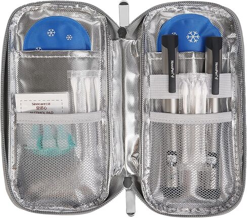 AYVANBER حقيبة سفر مبرد الأنسولين الصغيرة حقيبة تبريد محمولة لمرضى السكري مع عبوتين من جل الثلج قابلة لإعادة الاستخدام لأقلام الأنسولين أثناء السفر وغيرها من مستلزمات مرضى السكري (أخضر رخامي) in Kuwait