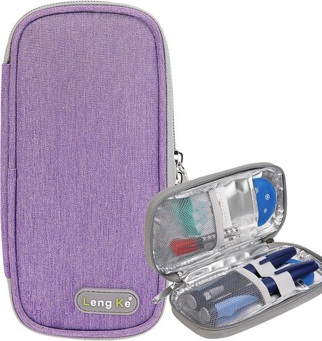 AYVANBER حقيبة سفر مبرد الأنسولين الصغيرة حقيبة تبريد محمولة لمرضى السكري مع عبوتين من جل الثلج قابلة لإعادة الاستخدام لأقلام الأنسولين أثناء السفر وغيرها من مستلزمات مرضى السكري (أخضر رخامي) in Kuwait