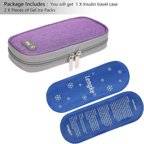 AYVANBER حقيبة سفر مبرد الأنسولين الصغيرة حقيبة تبريد محمولة لمرضى السكري مع عبوتين من جل الثلج قابلة لإعادة الاستخدام لأقلام الأنسولين أثناء السفر وغيرها من مستلزمات مرضى السكري (أخضر رخامي) in Kuwait