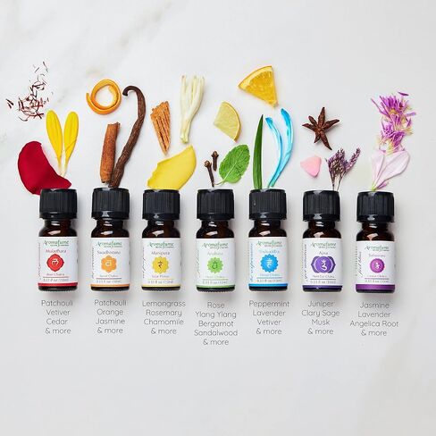 مزيج من الزيوت العطرية المكونة من 7 شاكرا لمجموعة هدايا الناشر من Aromafume | 7 × 10 مل | 1 × ساهاسرارا، أجنا، فيشودا، أناهاتا، مانيبورا، سواديستانا، مولادهارا | اليوغا، التأمل، محاذاة شقرا in Kuwait
