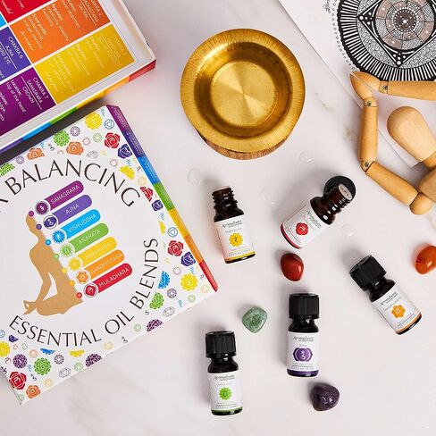 مزيج من الزيوت العطرية المكونة من 7 شاكرا لمجموعة هدايا الناشر من Aromafume | 7 × 10 مل | 1 × ساهاسرارا، أجنا، فيشودا، أناهاتا، مانيبورا، سواديستانا، مولادهارا | اليوغا، التأمل، محاذاة شقرا in Kuwait