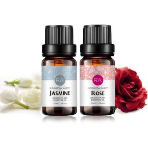 مجموعة زيوت الورد والياسمين العطرية العلاجية 100% زيوت عضوية نقية للناشر والتدليك والبشرة - 2 × 10 مل¡ in Kuwait
