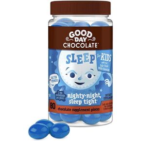 Good Day Chocolate Natural Calming Supplement for Kids, Blend of Camomile, L-Theanine, Fair Trade and Non-GMO Chocolate, 50 Pieces