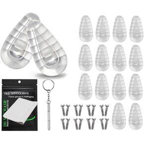 15mm Soft Silicone Air Chamber Eyeglass Nose Pads, Repair Kit, Glasses Screws and Micro Screwdriver Cleaning Cloth, 5 Pairs of Screw-in Bag Pad Set + 1*Cleaning Cloth in Kuwait