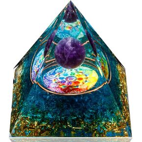 Orgone Pyramid, Amethyst Healing Crystal Pyramid and Orgonite Healing Stones, Protection Crystals Energy Generator for Yoga, Meditation, Stress Reduce in Saudi Arabia