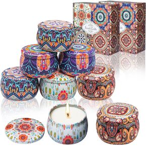 Scented Candles Home Gift Set: Aromatherapy Candle 4 Cans Made of 100% Natural Soy Wax 4.4 Oz for Birthday Gifts for Women Stress Relief Christmas Vanilla Rose Orange Lemon