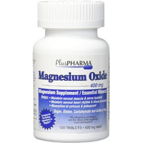 PlusPharma Magnesium Oxide 400mg, 120 Tablets Essential Mineral in Saudi Arabia