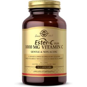 SOLGAR Ester-C Plus 1000 mg Vitamin C with Citrus Bioflavonoids - 50 Capsules - Gentle & Non Acidic - 24-Hour Immune Support, Supports Upper Respiratory Health - Non-GMO, Gluten Free - 50 Servings in Saudi Arabia
