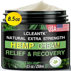 Lcleantk 8.5 oz Instant Hemp Cream - Maximum Strength Natural Smoothing Hemp Cream for Muscles, Joints, Foot, Back, Knees, Neck, Fingers, Elbows with Hemp, Arnica, Turmeric in Saudi Arabia