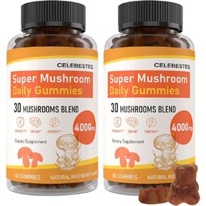 علكات فطر أوسيو - عرف الأسد، كورديسيبس، ريشي - مكمل فطر الدماغ منشط الذهن - للوظيفة الإدراكية والجهاز المناعي ومضادات الأكسدة - 120 علكة in Kuwait