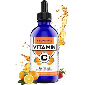 FWS Liquid Vitamin C Drops - Bioactive Vitamin C Liquid Supplement for Adults and Kids - Organic, Non-GMO, Vegan - Pure Ascorbic Acid - Skin Health, Immune Support, Antioxidants - 4oz