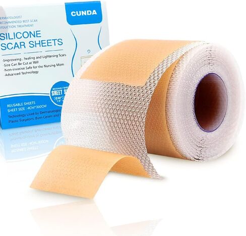 أوراق الندبات المصنوعة من السيليكون - شريط الندبات السيليكون القابل لإعادة الاستخدام، شريط الندبات الجراحية، الحروق، العمليات القيصرية، الجدرة، الصدمات وحب الشباب - إزالة الندبات بدون ألم - علاج احترافي للندبات in Kuwait