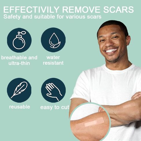 أوراق الندبات المصنوعة من السيليكون - شريط الندبات السيليكون القابل لإعادة الاستخدام، شريط الندبات الجراحية، الحروق، العمليات القيصرية، الجدرة، الصدمات وحب الشباب - إزالة الندبات بدون ألم - علاج احترافي للندبات in Kuwait