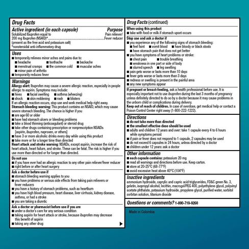 Amazon Basic Care Ibuprofen Liquid Gels 200 mg, Pain Reliever/Fever Reducer Liquid Filled Capsules, For Headache, Toothache, Backache, Menstrual Cramps and More, 160 Count in Saudi Arabia