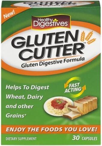 Healthy Digestives Gluten Cutter Enzyme Formula - Helps Improve Your Bodies Gluten Digestion and Assist in Breaking Down Wheat, Dairy and Other Grains - 30 Servings, Capsules (Pack of 2) MVxO$:D in Saudi Arabia