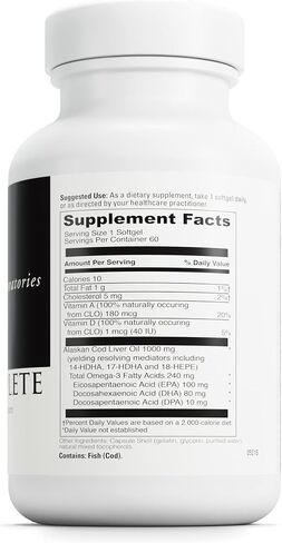 DAVINCI Labs SPM Complete - Omega-3 Supplement to Support The Immune System, Eye Health and Brain Health* - with Vitamin A, Vitamin D, Alaskan Cod Liver Oil and More - Gluten-Free - 60 Softgels in Saudi Arabia