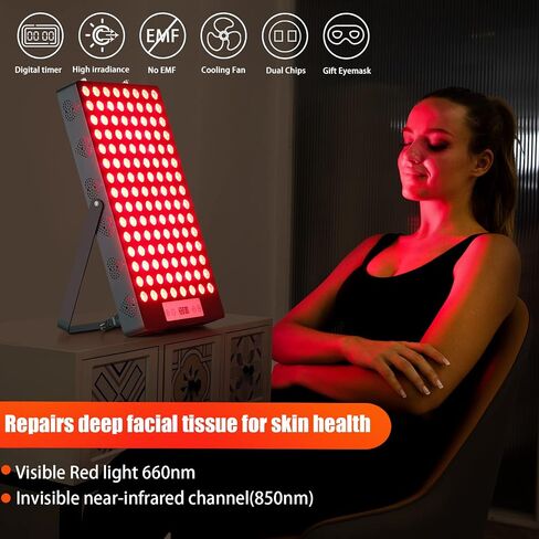 Red Light Therapy Device, Red 660nm & Near Infrared 850nm Infrared Light Therapy for Body, Light Therapy Panels with Adjustable Stand, 60pcs Dual Chips LEDs for Recovery and Skin Health. in Kuwait
