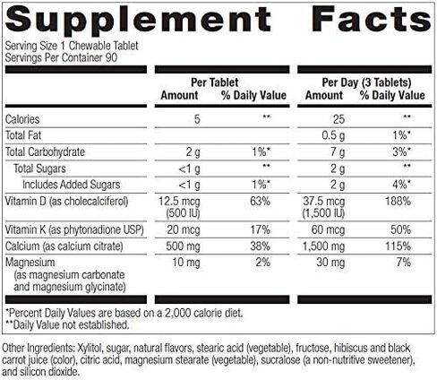 Bariatric Advantage Calcium Citrate Chewable 500 mg - for Bariatric Surgery Patients - High-Potency, Easy-Digest Tablets - Calcium Citrate - Bone Strength Supplements* - 90 Count - Chocolate in Kuwait