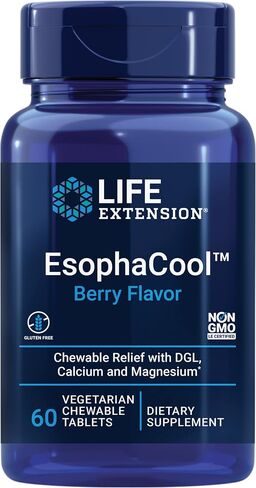 Life Extension EsophaCool - Gut Health Supplements with Calcium, Magnesium & DGL Licorice Root Extract for Healthy Digestion Stomach Relief & PH Balance - Gluten-Free, Vegetarian - 60 Chewable Tablets in Saudi Arabia