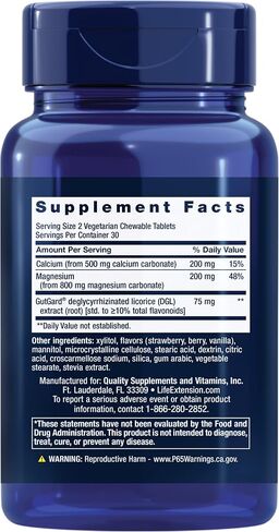 Life Extension EsophaCool - Gut Health Supplements with Calcium, Magnesium & DGL Licorice Root Extract for Healthy Digestion Stomach Relief & PH Balance - Gluten-Free, Vegetarian - 60 Chewable Tablets in Saudi Arabia