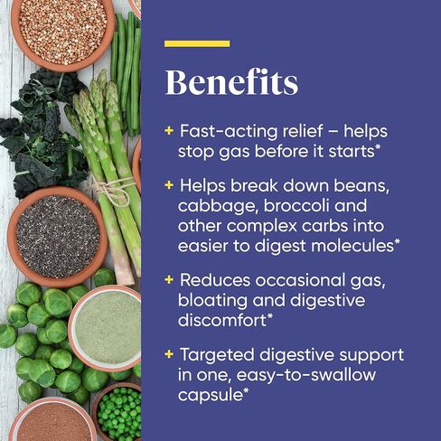 Enzymedica, BeanAssist, Digestive Enzymes to Break Down Gas-Producing Foods, Reduces Occasional Gas & Bloating, 30 Count in Saudi Arabia