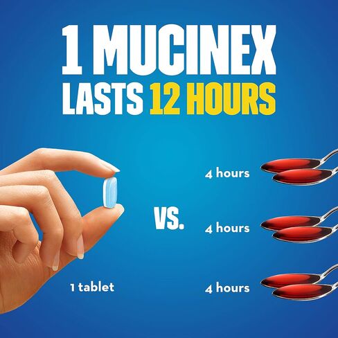 Mucinex 12 Hour Maximum Strength 1200 mg Guaifenesin Extended-Release Tablets for Excess Mucus Relief, Expectorant Aids Excess Mucus Removal, Chest Congestion Relief, 28 Tablets in Kuwait