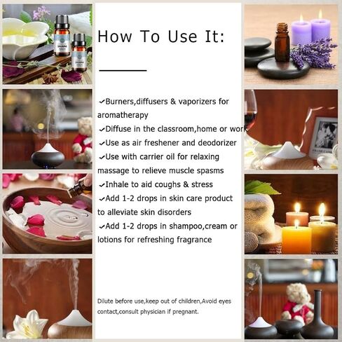 مجموعة زيوت الورد والياسمين العطرية العلاجية 100% زيوت عضوية نقية للناشر والتدليك والبشرة - 2 × 10 مل¡ in Kuwait