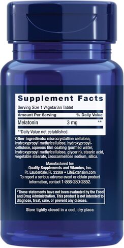 Life Extension Melatonin 6 Hour Timed Release 3 mg - For Circadian Rhythm & Immune Function, Cellular and DNA Health - Sleep Supplement - Non-GMO, Gluten-Free - Vegetarian Tablets, 60 Count in Saudi Arabia