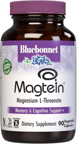 Bluebonnet Nutrition Magnesium L-Threonate, for Cognitive Function and Mood, Soy-Free, Gluten-Free, Non-GMO, Dairy-Free, Kosher, Vegan, 90 Vegetable Capsules, 30 Servings in Saudi Arabia