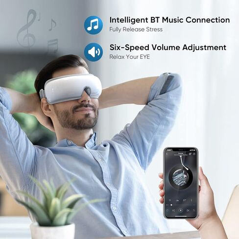 MEMASA Eye Massager, Gifts for Women, Bluetooth Music, Heated and Compression Eye Massage Mask for Relax Eye Strain, Dry Eyes and Improve Sleep, Ideal Gifts for Women/Men in Saudi Arabia