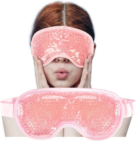 Cooling Eye Mask with Gel Bead, Reusable Cold Compress Ice Pack Sleeping Eye Cooling Pads for After Eyelid Surgery, Puffiness, Puffy Eyes, Headache, Migraine Relief(Blue) in Saudi Arabia