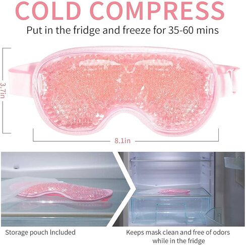 Cooling Eye Mask with Gel Bead, Reusable Cold Compress Ice Pack Sleeping Eye Cooling Pads for After Eyelid Surgery, Puffiness, Puffy Eyes, Headache, Migraine Relief(Blue) in Saudi Arabia