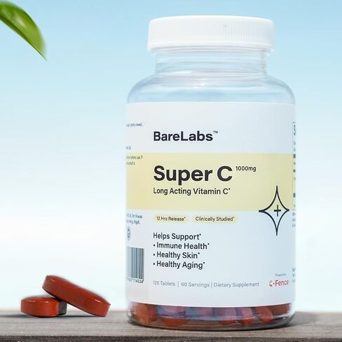 BareLabs 12-Hours Extended Release Vitamin C 1000 mg Supplement | Long-Acting | Supports Immune Health, Healthy Skin, Healthy Aging & gastric Distension | 120 Tablets Super C in Saudi Arabia