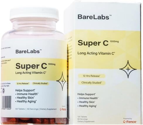 BareLabs 12-Hours Extended Release Vitamin C 1000 mg Supplement | Long-Acting | Supports Immune Health, Healthy Skin, Healthy Aging & gastric Distension | 120 Tablets Super C in Saudi Arabia
