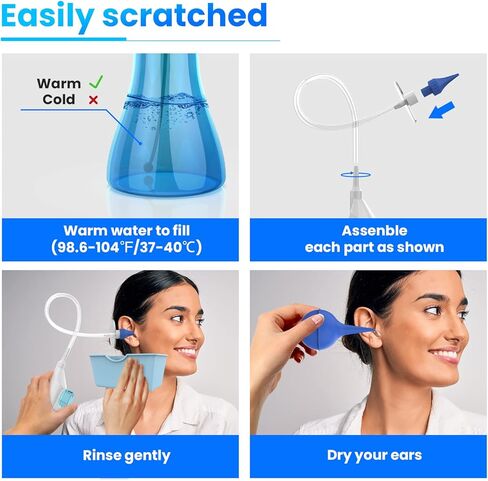 Ear Wax Removal, Manual Ear Irrigation Flushing System, Ear Wax Removal Tool, Ear Cleaning Kit for Adults & Kids, Ear Wax Removal Kit Includes Basin, Ear Cleaner, Towel, 31 Disposable Tips in Kuwait