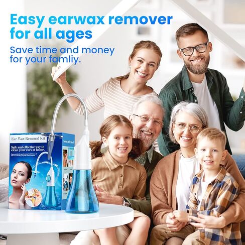 Ear Wax Removal, Manual Ear Irrigation Flushing System, Ear Wax Removal Tool, Ear Cleaning Kit for Adults & Kids, Ear Wax Removal Kit Includes Basin, Ear Cleaner, Towel, 31 Disposable Tips in Kuwait