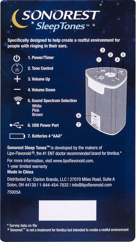 جهاز نغمات النوم من سونوريست، جهاز صوت لطنين الاذن، جهاز اخفاء لحلق الاذن، محمول للاستخدام المريح in Kuwait