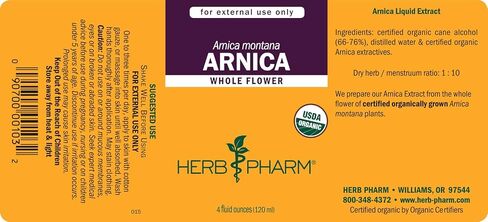 Herb Pharm Certified Organic Arnica Liquid Extract for Minor Pain Support, 1 Fl Oz in Kuwait