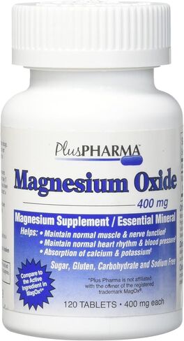 PlusPharma Magnesium Oxide 400mg, 120 Tablets Essential Mineral in Saudi Arabia
