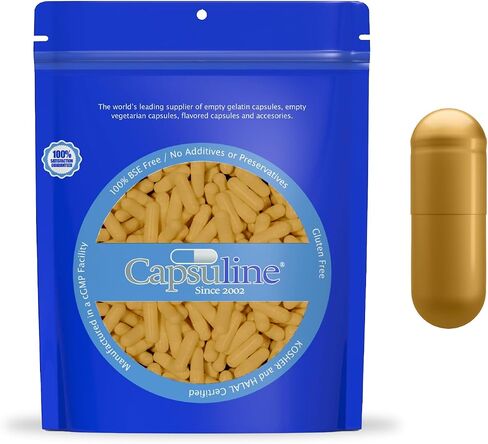 Capsuline Size 0 Empty Gelatin Capsules, Clear - 100 Count | Gluten Free, Kosher, Non-GMO Certified | Pure Bovine Pill Caps for DIY Supplement Filling in Kuwait