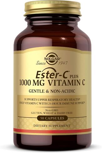 Solgar Ester-C Plus 1000 mg فيتامين C مع الحمضيات الحيوية - 100 كبسولة - لطيف وغير حمضي - دعم المناعة لمدة 24 ساعة، يدعم صحة الجهاز التنفسي العلوي - غير معدل وراثيًا، خالي من الغلوتين - 100 حصة in Saudi Arabia