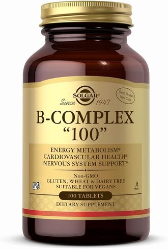 Solgar B-Complex "100" - 50 Vegetable Capsules - Energy Metabolism, Cardiovascular Health, Nervous System Support - Non-GMO, Vegan, Gluten Free - 50 Servings in Kuwait